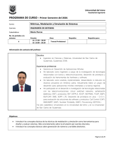 Programa de Curso: M&eacute;tricas, Modelaci&oacute;n y Simulaci&oacute;n de Sistemas 2026