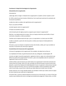 Cuestionario Sociolog&iacute;a de la Organizaci&oacute;n