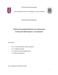 Protocolo de Investigaci&oacute;n sobre Equidad Alimenticia Adolescente