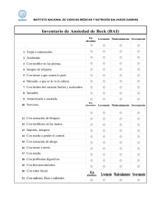Inventario de Ansiedad de Beck (BAI) - Instituto Salvador Zubir&aacute;n