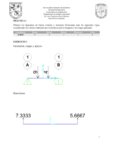 Pr&aacute;ctica 1: Diagramas de Fuerza Cortante y Momento Flexionante