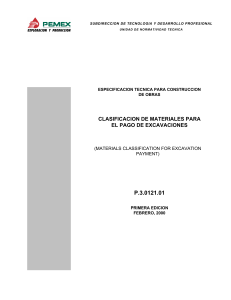Clasificaci&oacute;n de Materiales para el Pago de Excavaciones