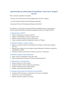 Obligaciones del Empleador en Seguridad y Salud (SG-SST) - Colombia