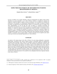ESPECTROS DE ENERG&Iacute;A DE MOVIMIENTOS FUERTES REGISTRADOS EN MEXICO