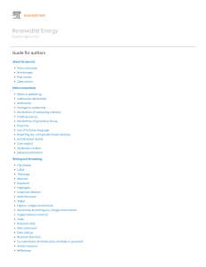Renewable Energy Journal Author Guidelines