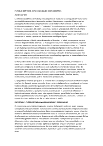 F&uacute;tbol e Identidad: Urgencia de Decir Nosotros
