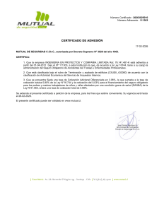 Certificado de Adhesi&oacute;n - Ingenier&iacute;a en Proyectos