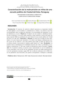 Caracterizaci&oacute;n de la malnutrici&oacute;n en ni&ntilde;os de una escuela p&uacute;blica de Ciudad del Este, Paraguay