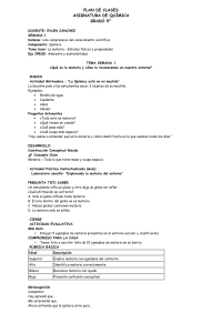 Plan de clases: Qu&iacute;mica 9&deg; - La materia