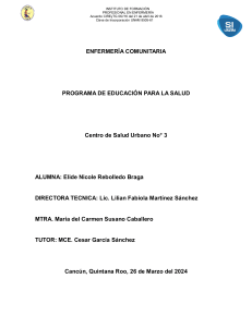 Programa de Educaci&oacute;n para la Salud en Enfermer&iacute;a Comunitaria - Canc&uacute;n 2024
