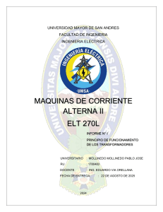 Informe de Laboratorio: Princ&iacute;pio de Funcionamiento de Transformadores