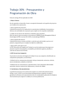 Trabajo 30%: Presupuestos y Programaci&oacute;n de Obra en Construcci&oacute;n