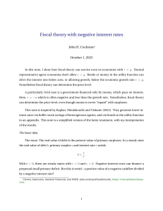 Fiscal Theory with Negative Interest Rates: Research Note