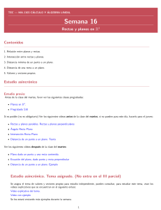 C&aacute;lculo y &Aacute;lgebra Lineal: Semana 16 - Rectas y Planos en R3