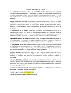 Pol&iacute;tica de Seguridad en los Procesos - Derivados Macroqu&iacute;micos