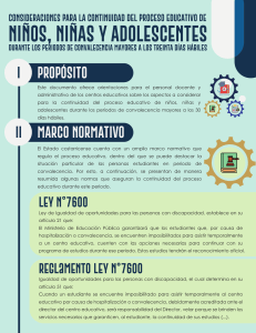 Consideraciones para la continuidad educativa de ni&ntilde;os y adolescentes en convalecencia