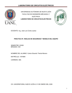 Pr&aacute;ctica 1: Reglas de Seguridad y Manejo de Equipo en Laboratorio de Circuitos El&eacute;ctricos