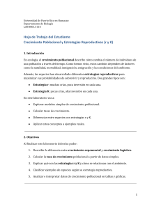 Hoja de Trabajo: Crecimiento Poblacional y Estrategias Reproductivas (r y K)