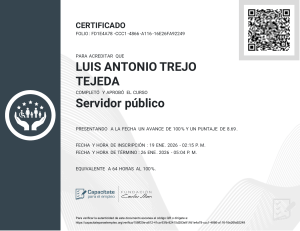 Certificado de Finalizaci&oacute;n: Curso de Servidor P&uacute;blico