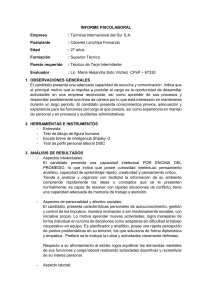 Informe Psicolaboral: Evaluaci&oacute;n de Candidato T&eacute;cnico