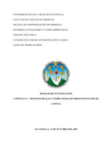 Opciones Reales y Presupuestaci&oacute;n de Capital: Un Trabajo de Investigaci&oacute;n