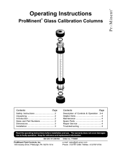 ProMinent Glass Calibration Columns Manual