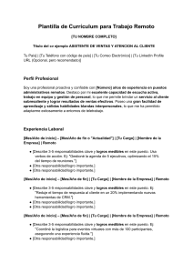 Plantilla de Curr&iacute;culum para Trabajo Remoto