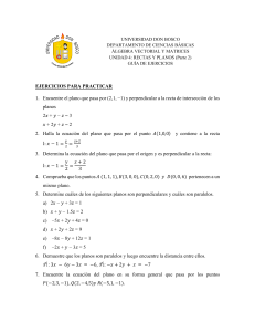 Gu&iacute;a de Ejercicios &Aacute;lgebra Vectorial: Rectas y Planos