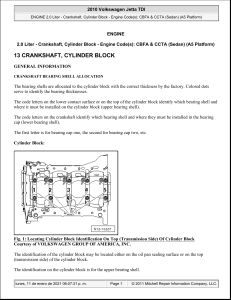2010 VW Jetta TDI Engine Repair Manual: Crankshaft & Cylinder Block
