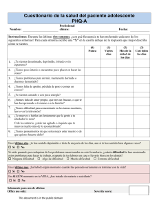 Cuestionario PHQ-A para salud adolescente: evaluaci&oacute;n de s&iacute;ntomas
