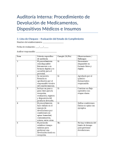 Auditor&iacute;a Interna: Procedimiento de Devoluci&oacute;n de Medicamentos