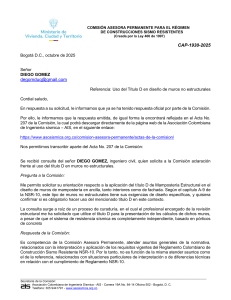 Respuesta CAP sobre uso de T&iacute;tulo D en muros no estructurales