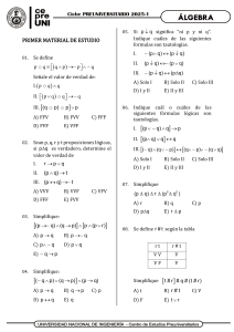 Material de Estudio de &Aacute;lgebra Preuniversitario 2025-1