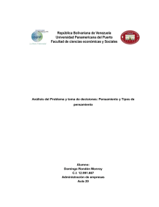 An&aacute;lisis del Pensamiento y Tipos de Pensamiento: Toma de Decisiones