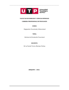 Informe de Orientaci&oacute;n Vocacional para Estudiante de Secundaria