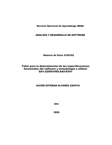 Especificaciones Funcionales del Software: Taller y Metodolog&iacute;a