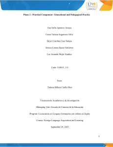 Phase 2 Practical Component: Educational Pedagogical Practice Report