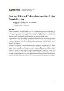 Paste and Thickened Tailings Transportation: Design Aspects Overview