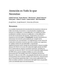 Atenci&oacute;n es Todo lo que Necesitas: El Transformer en Traducci&oacute;n Autom&aacute;tica