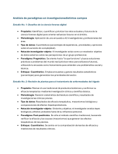 An&aacute;lisis de paradigmas en investigaci&oacute;n distintos campos
