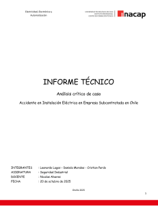 Informe T&eacute;cnico: Accidente El&eacute;ctrico en Subcontratada Chilena