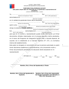 Poder Simple Apoderado Suplente - Chile