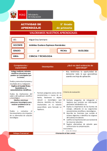 Ficha de Ciencias 5&deg; Grado: Valoramos Nuestros Aprendizajes