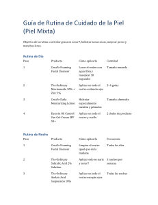 Gu&iacute;a de Rutina de Cuidado de la Piel (Piel Mixta)