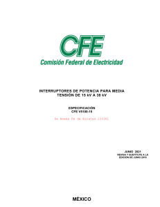Especificaci&oacute;n CFE V5100-15: Interruptores de Potencia de Media Tensi&oacute;n