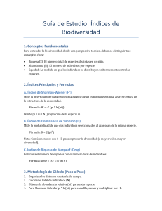 Gu&iacute;a de Estudio: &Iacute;ndices de Biodiversidad