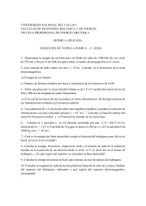 Ejercicios de Teor&iacute;a At&oacute;mica - Universidad Nacional del Callao