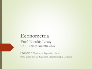 Econometr&iacute;a: Modelo de Regresi&oacute;n Lineal M&uacute;ltiple (MRLM) - UAI 2026