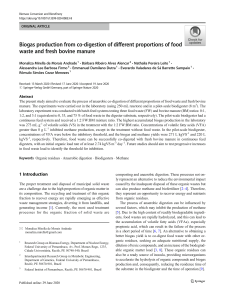 Biogas Production from Food Waste and Bovine Manure Co-digestion
