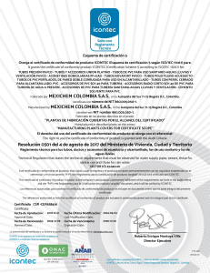 Certificado de Conformidad ICONTEC para Tubos PVC